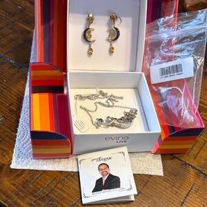 Evine Gold and Silver Mermaid Necklace w/ Moon Earrings